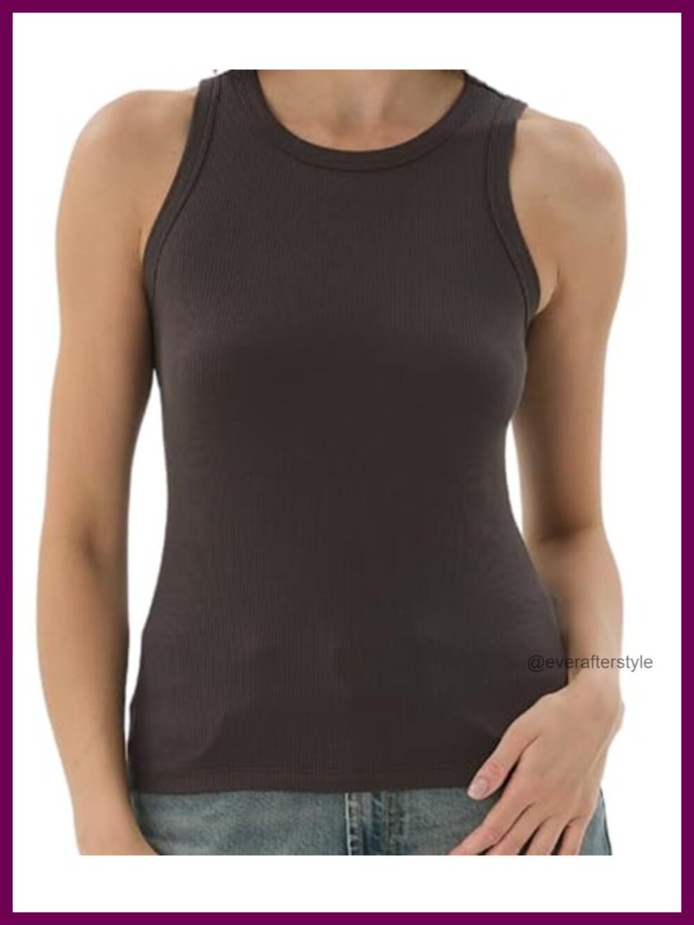 High Neck Ribbed Cotton Tank Top Women Sleeveless Racerback Summer Basic
